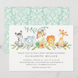 Sweet Jungle Animals Neutralt Baby Shower-inbjudan Inbjudningar