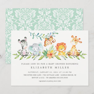 Sweet Jungle Animals Neutralt Baby Shower-inbjudan Inbjudningar