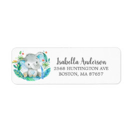 Sweet Jungle Elephant Baby Shower-adressetikett Returadress Etikett