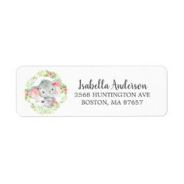 Sweet Jungle Elephant Baby Shower-adressetikett Returadress Etikett