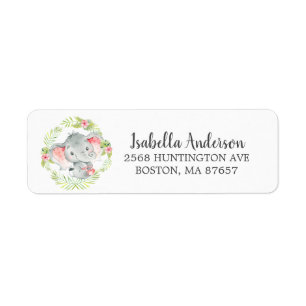 Sweet Jungle Elephant Baby Shower-adressetikett Returadress Etikett