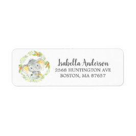 Sweet Jungle Elephant Baby Shower-adressetikett Returadress Etikett
