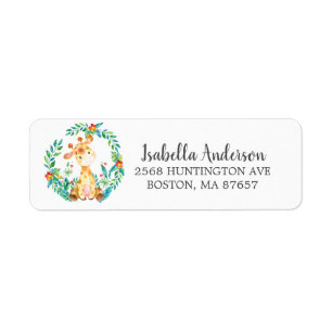 Sweet Jungle Giraffe Baby Shower-adressetikett Returadress Etikett