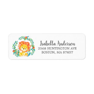 Sweet Jungle Lejon Baby Shower-adressetikett Returadress Etikett