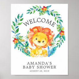 Sweet Jungle Lejon Welcome Baby Shower Poster