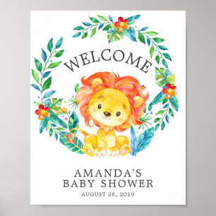 Sweet Jungle Lejon Welcome Baby Shower Poster