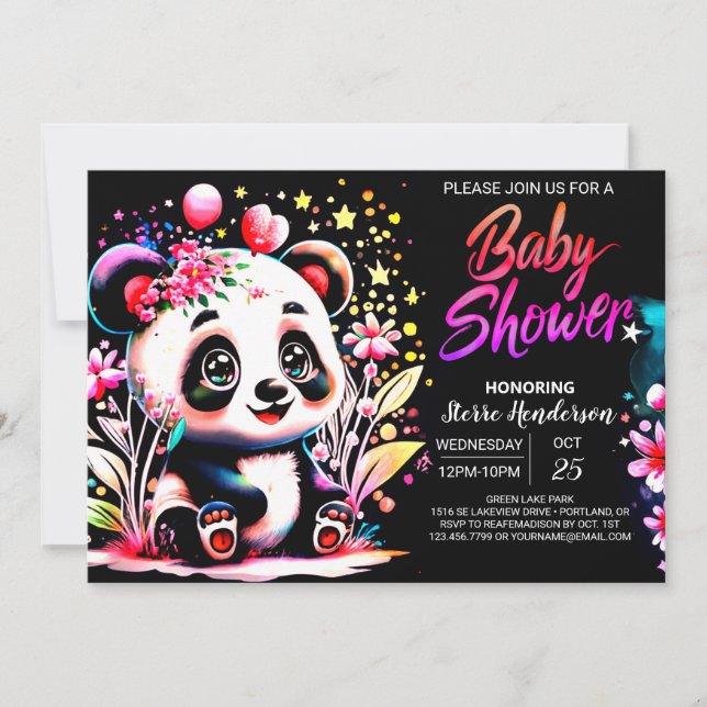 Sweet Jungle Panda Dreamland Girl Shower Inbjudningar (Framsida)