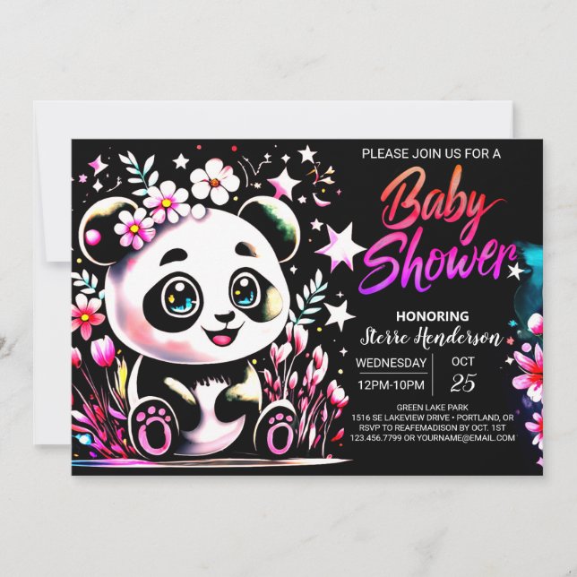Sweet Jungle Panda Dreamland Girl Shower Inbjudningar (Framsida)