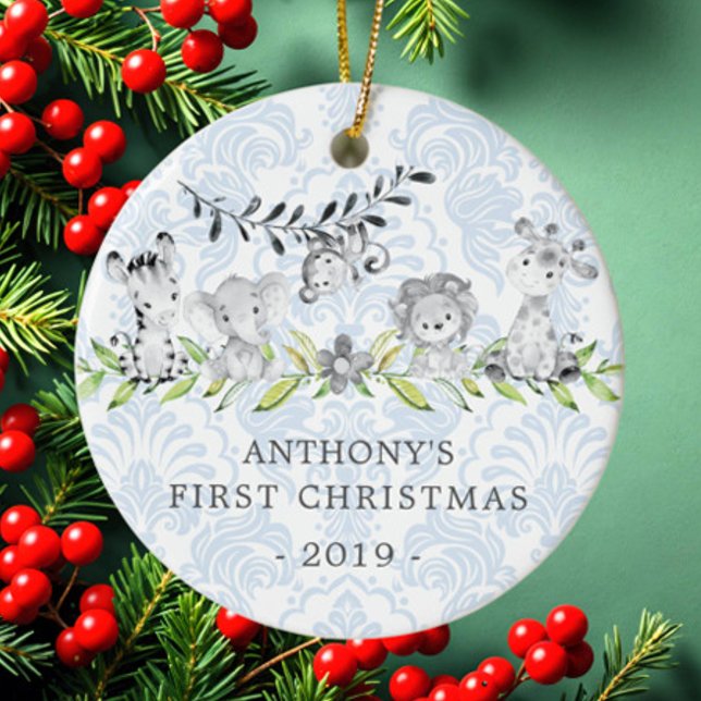 Sweet Jungle Photo Baby Första julprydnaden Julgransprydnad Keramik (Skapare uppladdad)