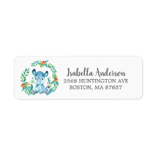 Sweet Jungle Rhino Baby Shower-adressetikett Returadress Etikett