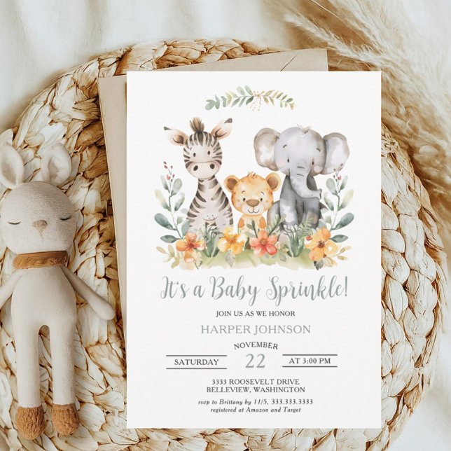 Sweet Jungle Safari Baby Sprinkle-inbjudan Inbjudningar (Skapare uppladdad)