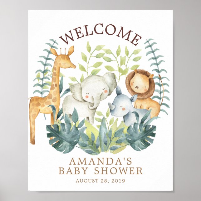 Sweet Jungle Welcome Baby Shower Poster (Framsidan)