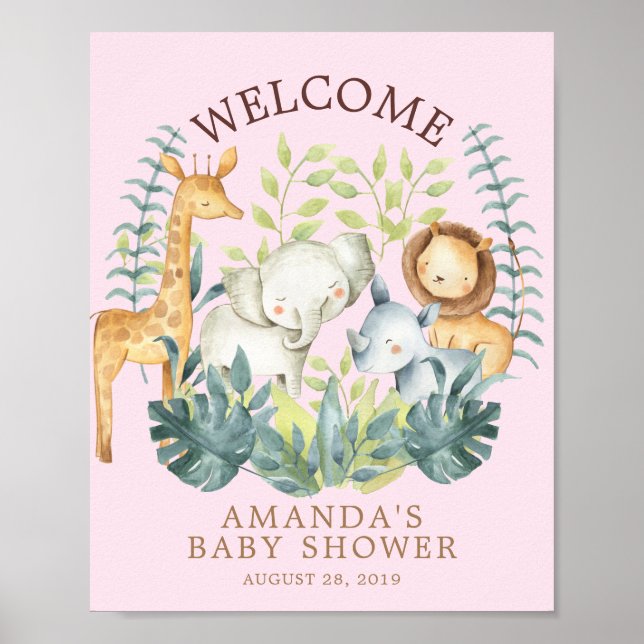 Sweet Jungle Welcome Baby Shower Poster (Framsidan)