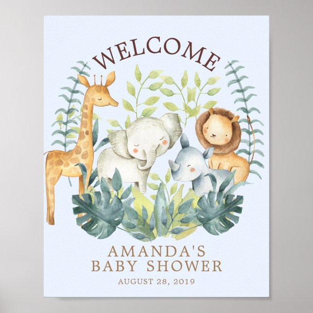 Sweet Jungle Welcome Baby Shower Poster (Framsidan)