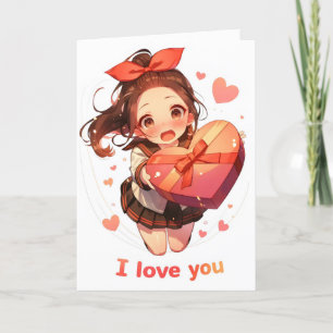 Sweet Kärlek Anime Girl Helgkort