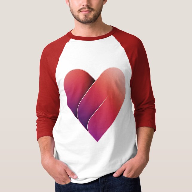 Sweet Kärlek Red Heart Design Raglan T Shirt (Framsida)