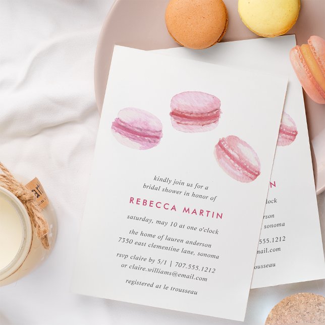 Sweet Kärlek | Rosa Macaron Inbjudningskort för mö (Skapare uppladdad)