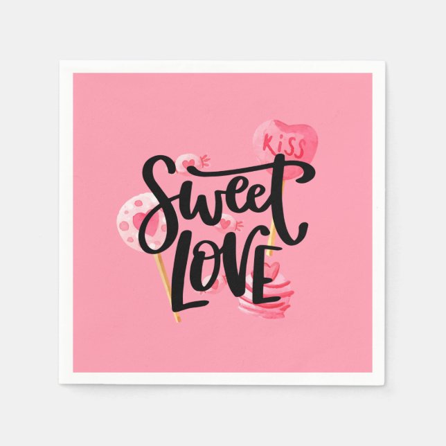 Sweet Kärlek Valentine Typography | Pappersservett (Framsidan)