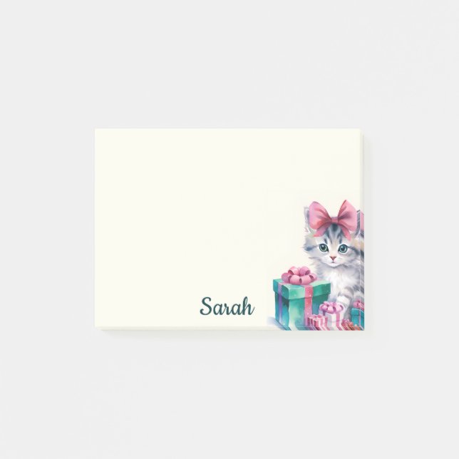 Sweet Kattunge Big Rosa Bow Add Namn Post-it Block (Framsida)