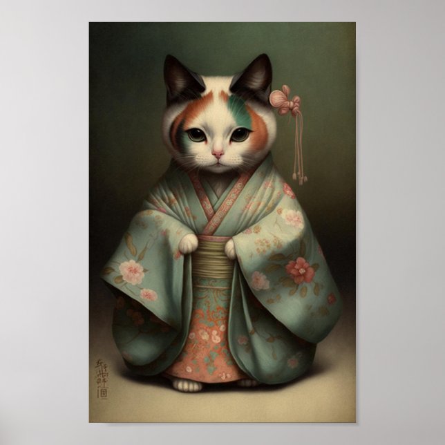 Sweet Kattunge som Geisha Girl i Kimono Poster (Framsidan)