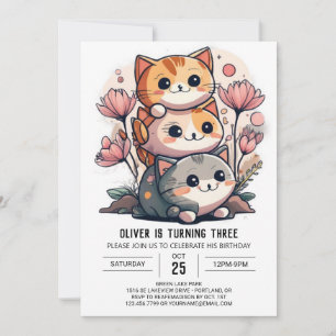 Sweet Kattunge Whimsical World Birthday Inbjudningar