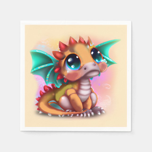Sweet Kawaii Baby Dragon Pappersservett (Framsidan)