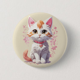 Sweet Kawaii Cat med Big Ögon Knapp