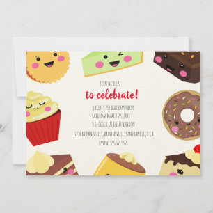 Sweet Kawaii Desserts bjudande För barn Inbjudningar