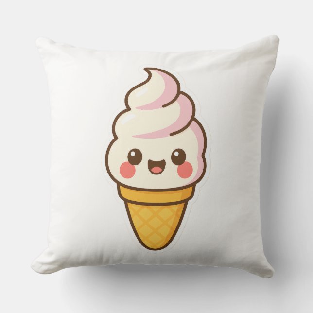Sweet Kawaii Ice Cream Kudde (Framsida)
