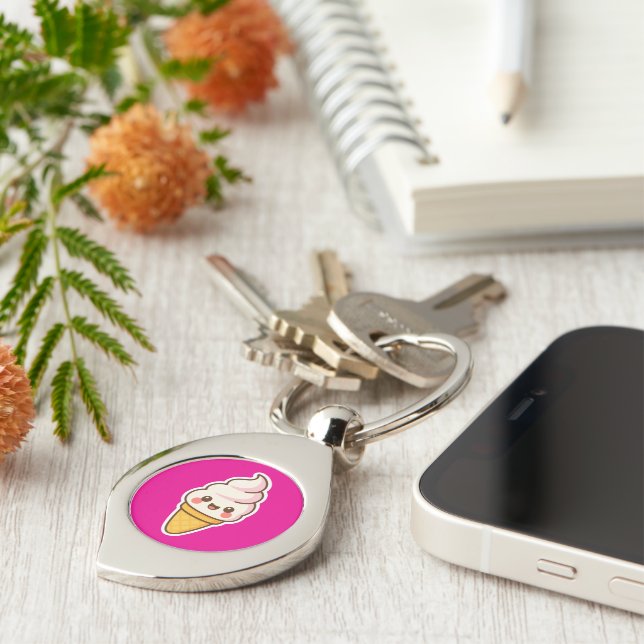 Sweet Kawaii Ice Cream Swirl Silverfärgad Nyckelring (Sidan)