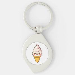 Sweet Kawaii Ice Cream Swirl Silverfärgad Nyckelring