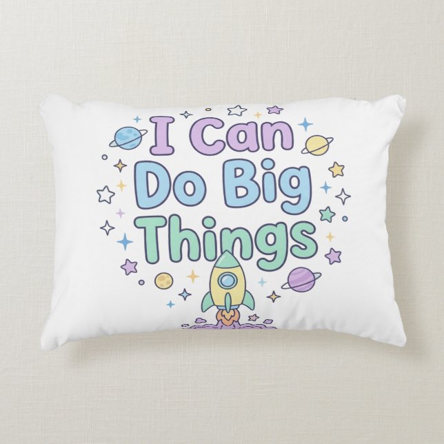 Sweet Kids Encouraging Quote I Can Do Big Things Prydnadskudde (Framsidan)