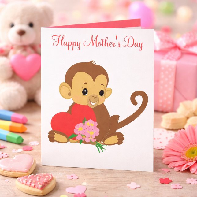 Sweet Kids Mother’s Day Baby Monkey Kort (Skapare uppladdad)