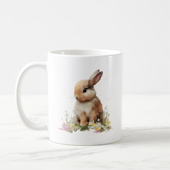 Sweet Kind Baby Bunny Rabbit med Flowers Kaffemugg (Vänster)