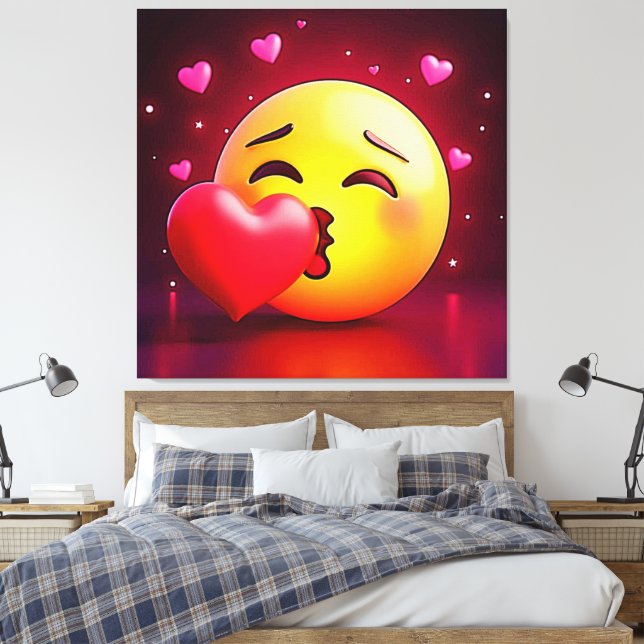 Sweet Kiss Heart Emoji Canvastryck (Insitu (sovrum))