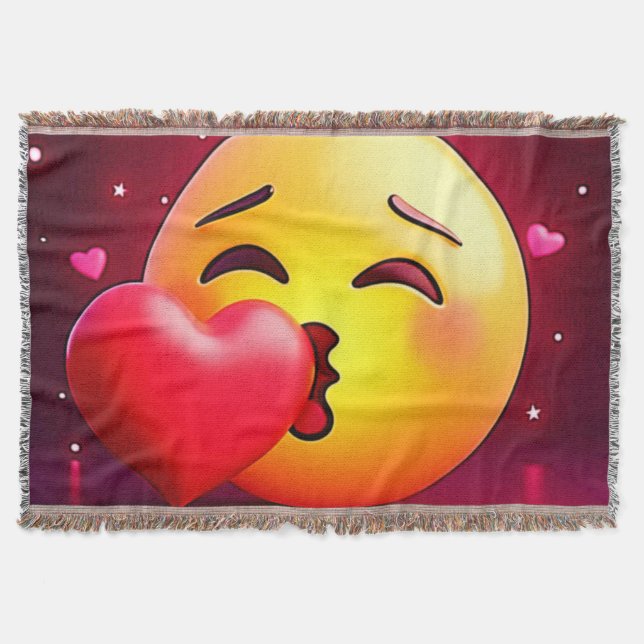 Sweet Kiss Heart Emoji Filt (Framsidan)