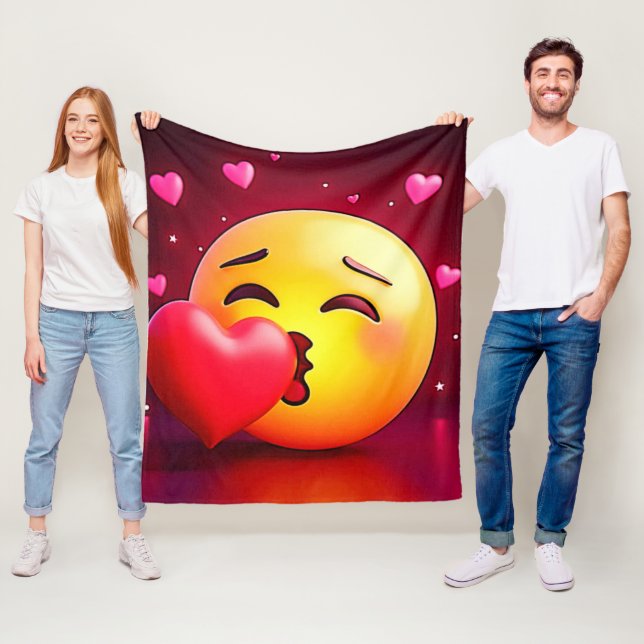 Sweet Kiss Heart Emoji Fleecefilt (På plats)