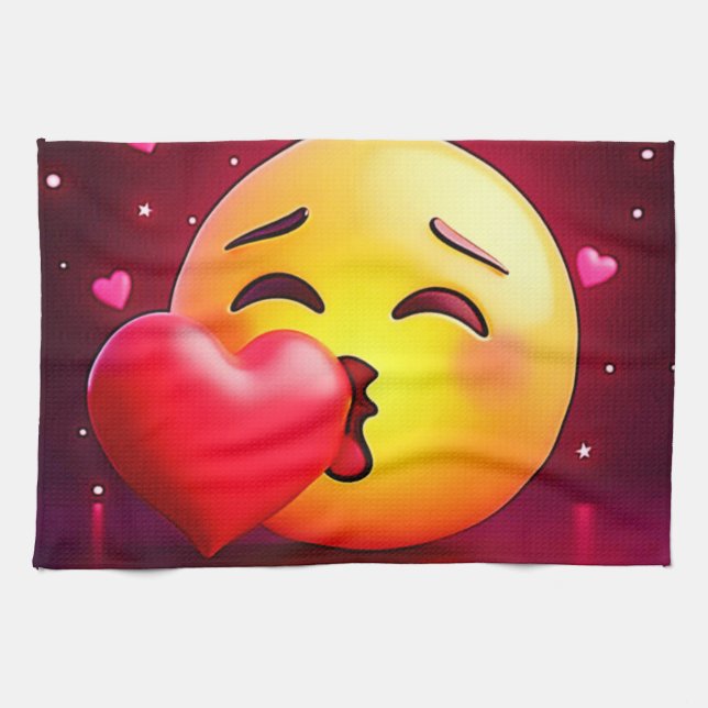 Sweet Kiss Heart Emoji Kökshandduk (Horisontell)