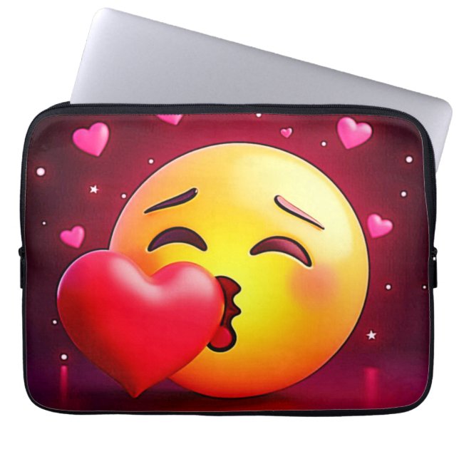 Sweet Kiss Heart Emoji Laptop Fodral (Framsidan)