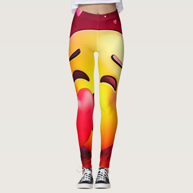 Sweet Kiss Heart Emoji Leggings (Framsida)