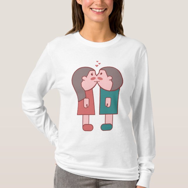 💑 Sweet Kisses: A Valentines Delight 💕 💑 T Shirt (Framsida)