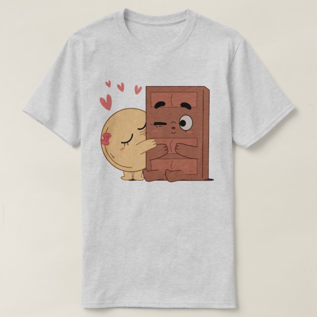 Sweet Kisses Choco Pancake Valentines Par Kärlek T Shirt (Design framsida)