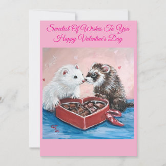 Sweet Kisses Ferret Valentine Julkort