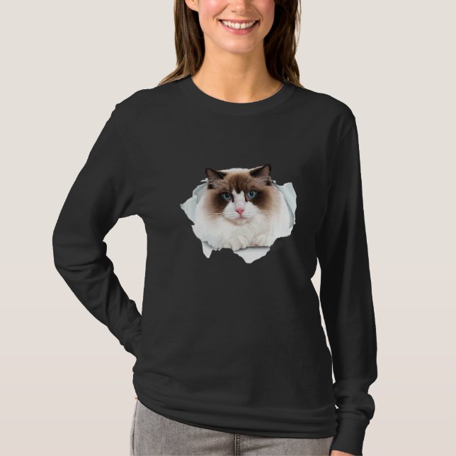Sweet Kitten Torn Trasa Himalayan Ragdoll Birman C T Shirt (Framsida)