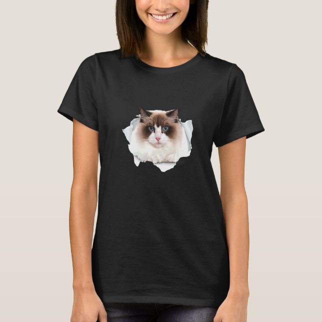 Sweet Kitten Torn Trasa Himalayan Ragdoll Birman C T Shirt (Framsida)