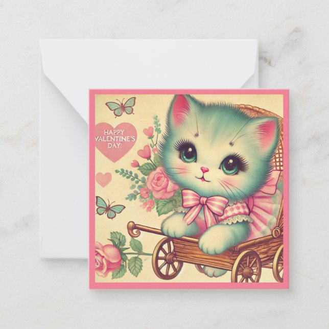 Sweet Kitten Valentine Day Classroom Anteckningskort (Framsida)