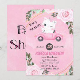 Sweet Kitten Vintage Rosa Car Girl Baby Shower