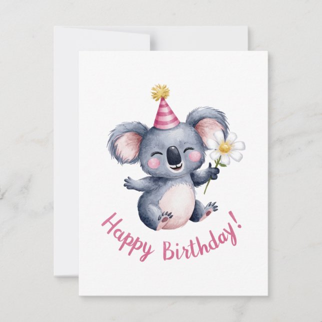 Sweet Koala Birthday Celebration Design Julkort (Framsida)