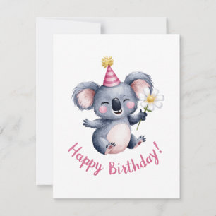 Sweet Koala Birthday Celebration Design Julkort