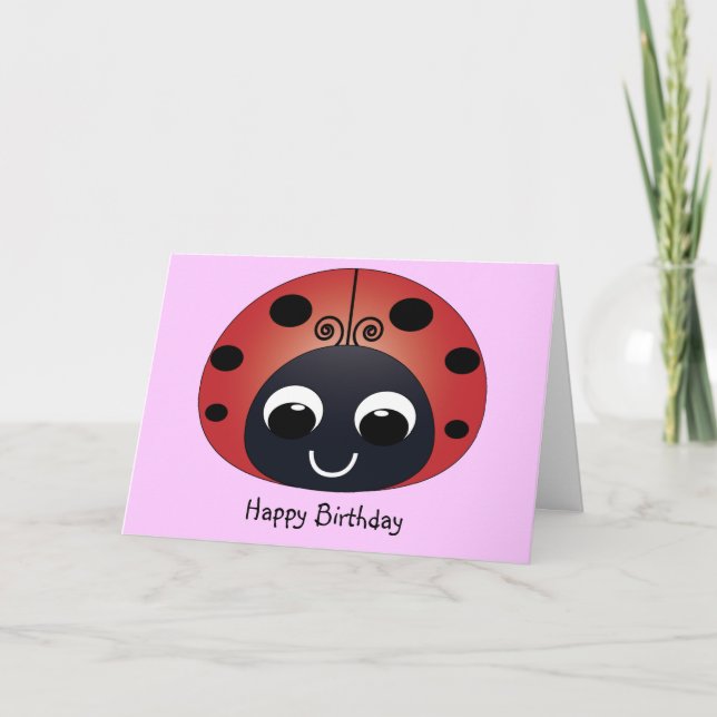 Sweet Ladybug Birthday Card Kort (Framsida)